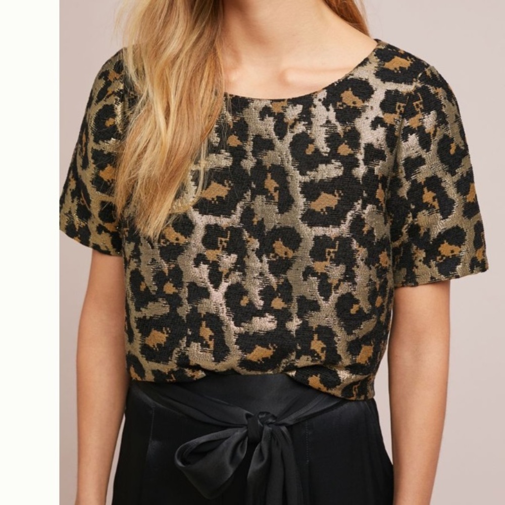 Anthropologie leopard top Medium BNWT